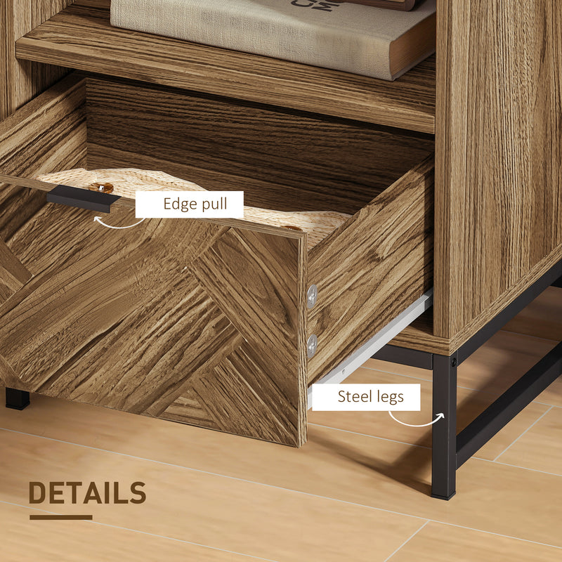 HOMCOM Bedside Table, Sofa Side Table with Drawer for Bedroom, Brown
