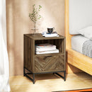 HOMCOM Bedside Table, Sofa Side Table with Drawer for Bedroom, Brown