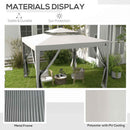 Outsunny 3 x 3 m Gazebo, Netting Party Tent w/ Double Tier Roof, Light Grey