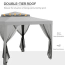 Outsunny 3 x 3 m Gazebo, Netting Party Tent w/ Double Tier Roof, Light Grey