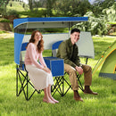Double Beach Chair with Adjustable Canopy and Roll-up Shade