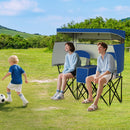 Double Beach Chair with Adjustable Canopy and Roll-up Shade