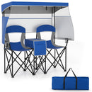 Double Beach Chair with Adjustable Canopy and Roll-up Shade