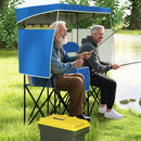 Double Beach Chair with Adjustable Canopy and Roll-up Shade