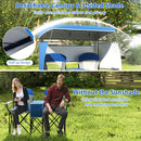 Double Beach Chair with Adjustable Canopy and Roll-up Shade