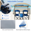Double Beach Chair with Adjustable Canopy and Roll-up Shade