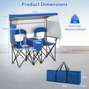 Double Beach Chair with Adjustable Canopy and Roll-up Shade