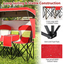 Double Beach Chair with Adjustable Canopy and Roll-up Shade