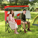 Double Beach Chair with Adjustable Canopy and Roll-up Shade