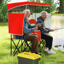 Double Beach Chair with Adjustable Canopy and Roll-up Shade