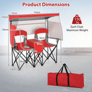 Double Beach Chair with Adjustable Canopy and Roll-up Shade
