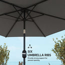 Outsunny 2.6M Garden Parasol Umbrella with Aluminium Pole, Tilt, Crank
