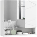 kleankin Wall Mounted Bathroom Storage Cupboard W/ Mirror and Shelf, White