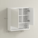 kleankin Wall Mounted Bathroom Storage Cupboard W/ Mirror and Shelf, White