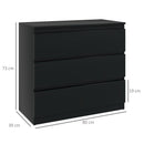 HOMCOM Chest Of Drawers, 3 Drawer Storage Cabinet Unit For Bedroom, Black