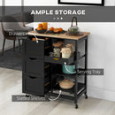 HOMCOM Rolling Kitchen Island Cart, Bar Serving Cart, Compact Trolley Black