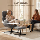 HOMCOM Swivel Armchair With Footstool, Rocking Accent Chair, Grey