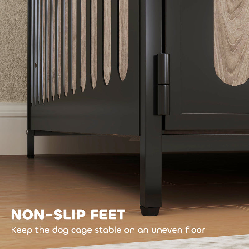 PawHut Dog Crate Furniture with Anti-Chew Resistant Mesh for Dogs - Walnut Brown