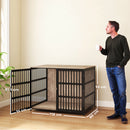 PawHut Dog Crate Furniture with Anti-Chew Resistant Mesh for Dogs - Walnut Brown