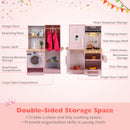 Dual-Sided Kids Play Kitchen with Water Dispenser and Range Hood for 3+ Years Old-Pink