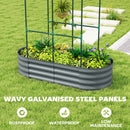 Outsunny 4 x 2 x 4.6ft Galvanised Raised Garden Bed with Trellis, Dark Grey