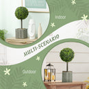 HOMCOM Set Of 2 Artificial Plants, 50cm Faux Boxwood Topiary Balls, Green