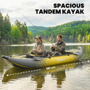 Outsunny 2.5' Inflatable Kayak 2-person Sit on Canoe with Paddles Grey