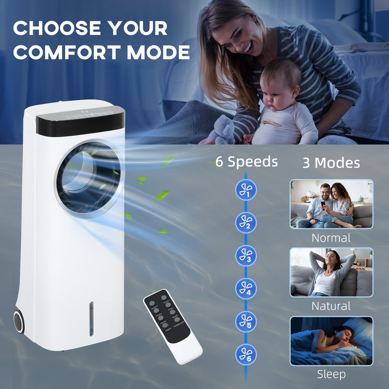 HOMCOM Bladeless Evaporative Air Cooler, 6.5L Fan, Humidifier & Air Clean
