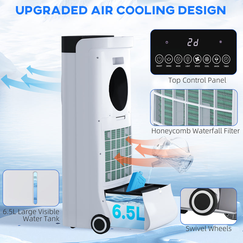 HOMCOM Bladeless Evaporative Air Cooler, 6.5L Fan, Humidifier & Air Clean