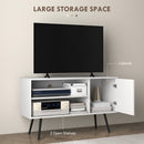 HOMCOM TV Unit For 50 Inch TVs With 2 Open Shelves, Door And 2 Cable Holes, White