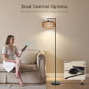 HOMCOM Dimmable Standing Lamp With Double Shade, Boho Floor Lamp, Black