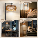 HOMCOM Dimmable Standing Lamp With Double Shade, Boho Floor Lamp, Black