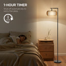 HOMCOM Dimmable Standing Lamp With Double Shade, Boho Floor Lamp, Black