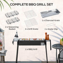 Outsunny Portable Charcoal Barbecue Grill With Seasoning Baskets And Hooks