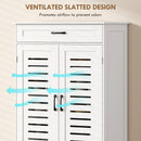 HOMCOM Modern Shoe Storage Cabinet with Louvered Doors and Drawer, White
