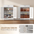 HOMCOM Modern Shoe Storage Cabinet with Louvered Doors and Drawer, White