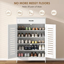 HOMCOM Modern Shoe Storage Cabinet with Louvered Doors and Drawer, White