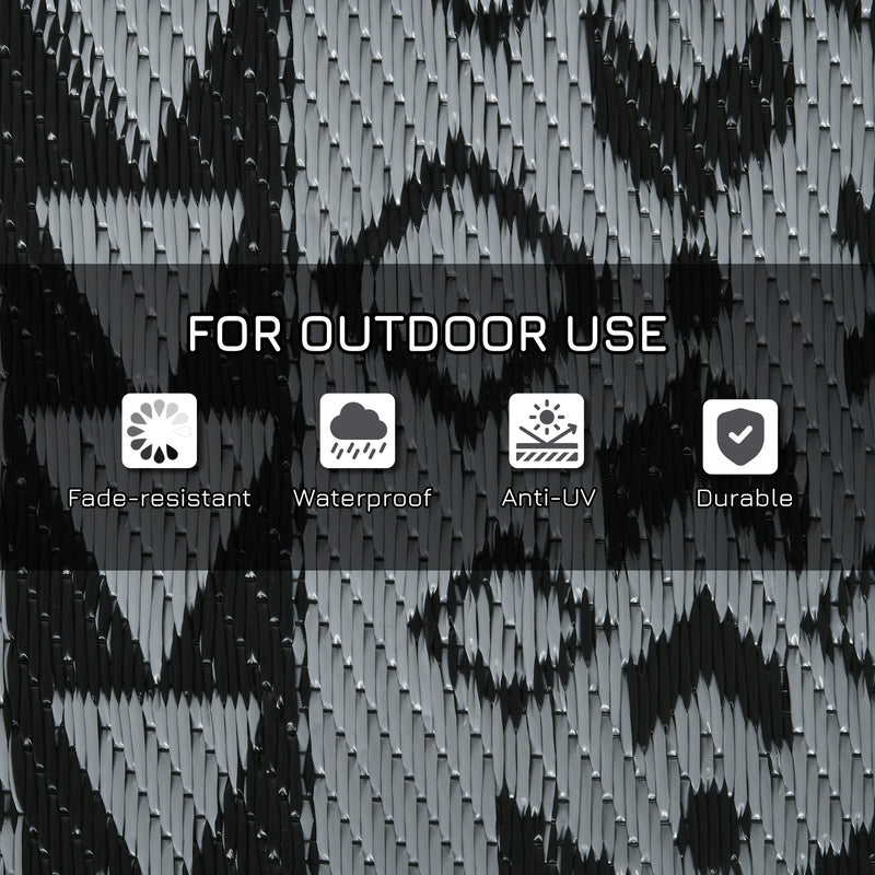 Outsunny Reversible Waterproof Outdoor Rug W/ Carry Bag, 182 X 274cm, Black