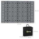 Outsunny Reversible Waterproof Outdoor Rug W/ Carry Bag, 182 X 274cm, Black