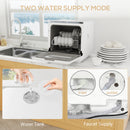 HOMCOM Countertop Dishwasher With Dual Water Supply And 6 Programs, White