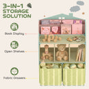 AIYAPLAY Kids Bookshelf with Storage, Toy Storage Unit for Playroom, Green