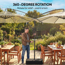Outsunny 3 m Garden Cantilever Parasol with Sandbag, 360 Degree Rotation