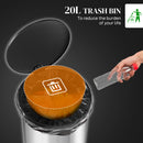 HOMCOM 20L Kitchen Pedal Bin, Stainless Steel Bin With Soft-close Lid, Silver