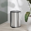 HOMCOM 20L Kitchen Pedal Bin, Stainless Steel Bin With Soft-close Lid, Silver