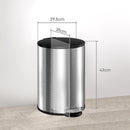 HOMCOM 20L Kitchen Pedal Bin, Stainless Steel Bin With Soft-close Lid, Silver