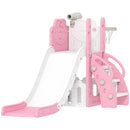 AIYAPLAY 5 In 1 Toddler Slide Set With Basketball Hoop For Age 1-3, Pink