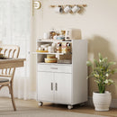 HOMCOM Kitchen Trolley with Wheels, Modern Mobile Microwave Stand, White