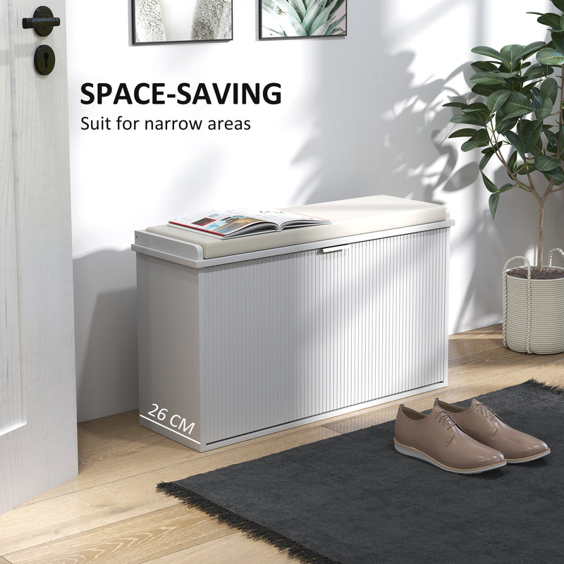 HOMCOM Shoe Storage Bench With Cushion And Flip-Drawer 80x26x47.5cm