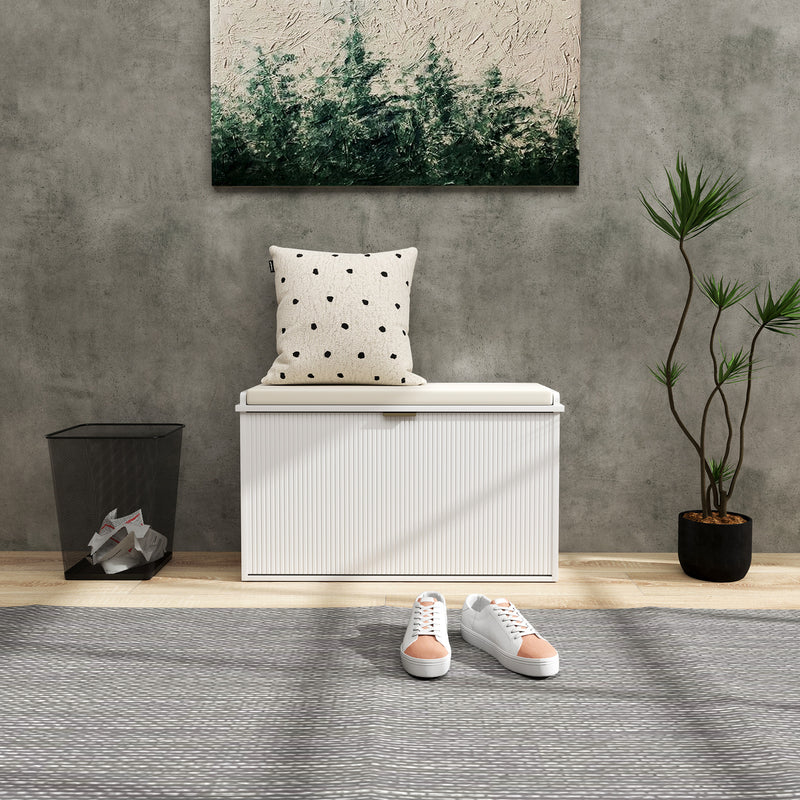 HOMCOM Shoe Storage Bench With Cushion And Flip-Drawer 80x26x47.5cm