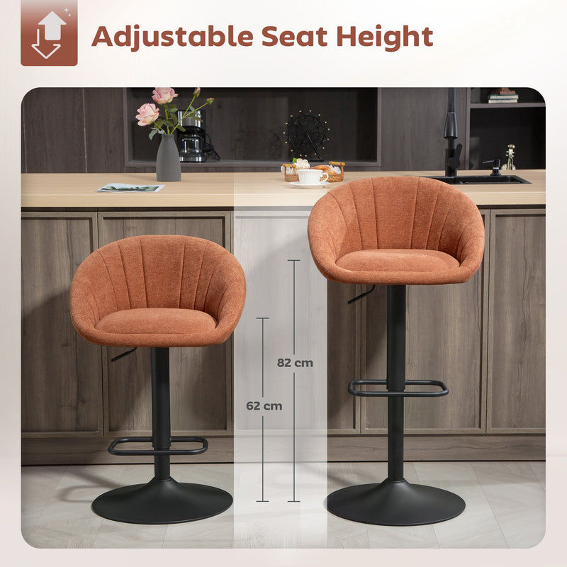 HOMCOM Swivel Bar Stools Set of 2 Height Adjustable Bar Chairs